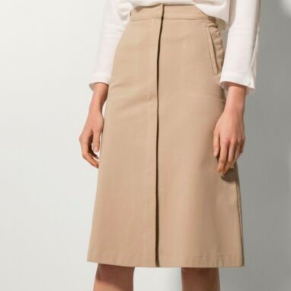 Massimo Dutti Beige A Line Midi Skirt - Picture 1 of 14